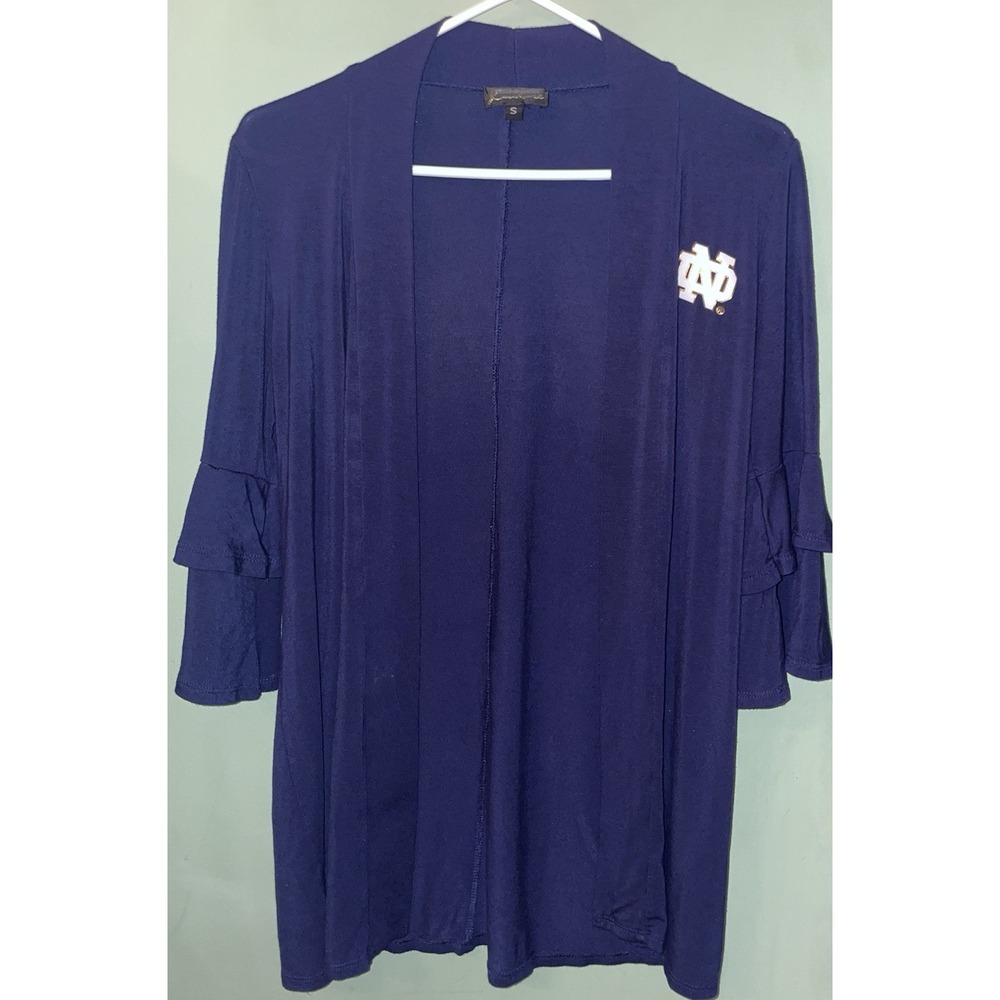 Notre Dame Game Day Couture Womens Navy Stretch Cardigan Robe Coverall Small